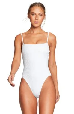 Vitamin A Jenna Full Cut One Piece Swimsuit In White EcoTex