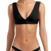 Vitamin A EcoLux Magnolia V-Neck Bikini Top In Black -Meer Traum Geschaft 87T ECB front