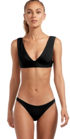 Vitamin A EcoLux Magnolia V-Neck Bikini Top In Black