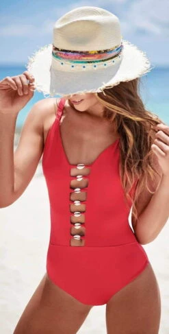 Milonga Shell Cutout One Piece In Red 070