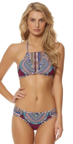 Red Carter Tribal Daze Strappy High Neck Halter Top RCTD117216-PLM/MLT