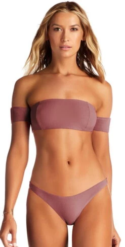 Vitamin A Havana Ribbed Bandeau Bikini Top In Dusty Rose