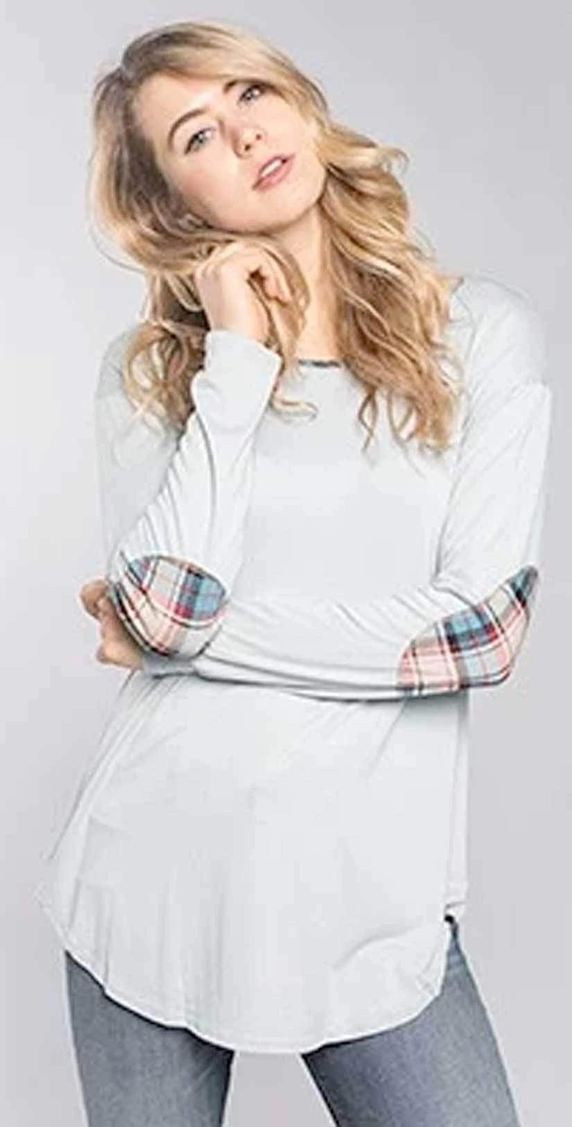 Chris And Carol Elbow Patch Long Sleeve Knit Top 160104T 4 Chris And Carol Elbow Patch Long Sleeve Knit Top 160104T – Bild 2