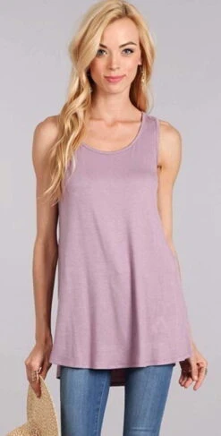 Chris And Carol Plain Tank Top In Mauve 1214075T