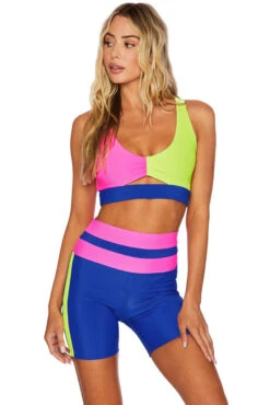Beach Riot Mila Top In Electric Beach Colorblock